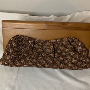 Peach and brown clutch purse